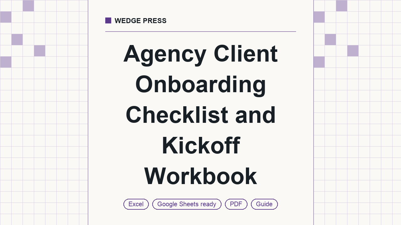 Cover of Agency Client Onboarding Checklist and Kickoff Workbook, Excel and PDF