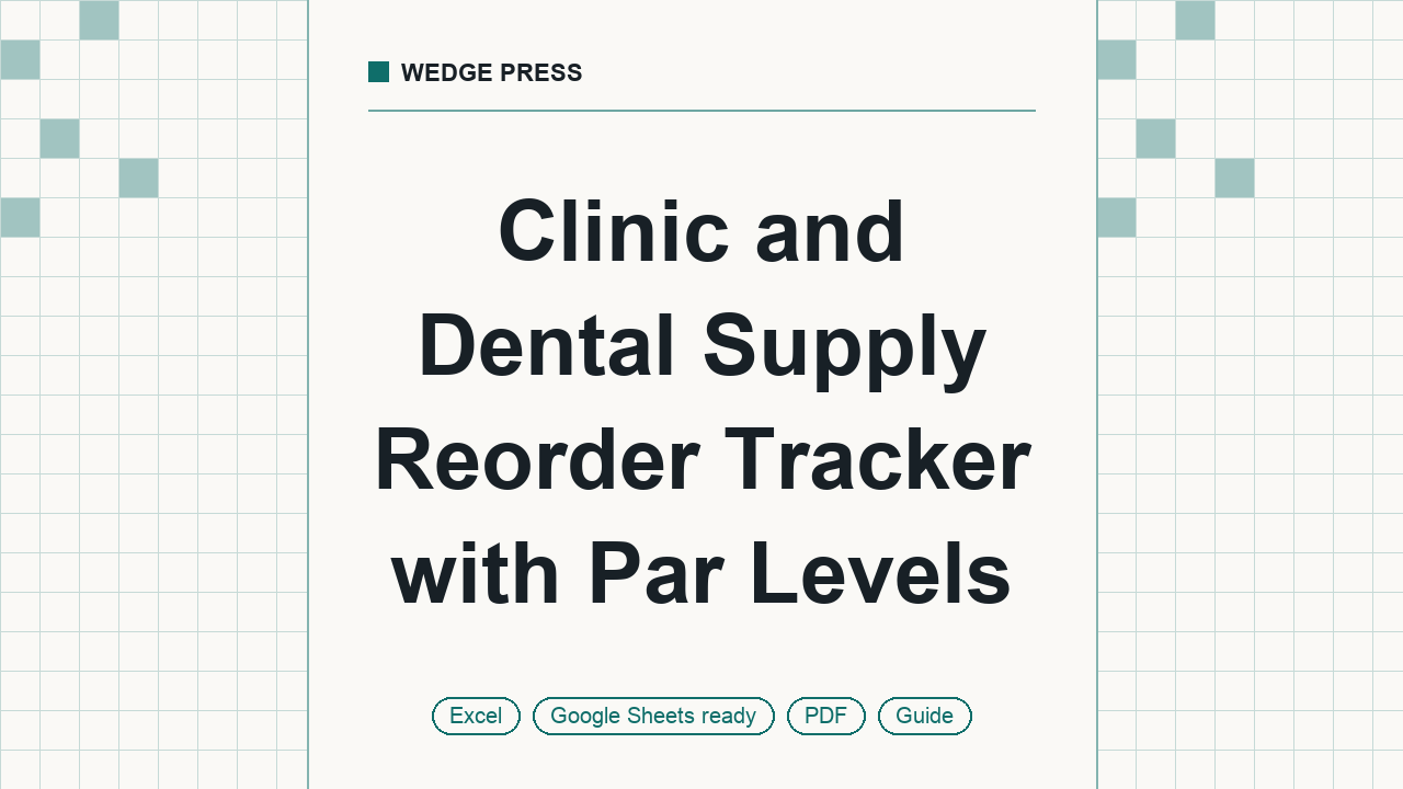Cover of Clinic and Dental Supply Reorder Tracker with Par Levels, Excel