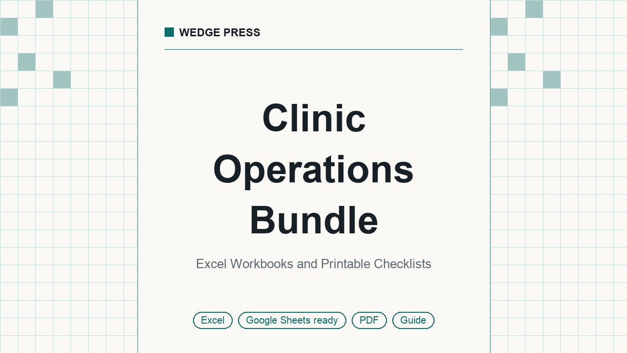 Cover of Clinic Operations Bundle, Excel Workbooks and Printable Checklists