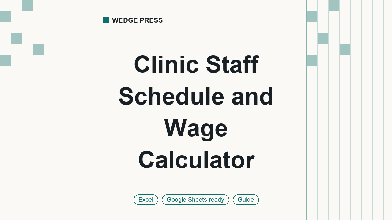 Cover of Clinic Staff Schedule and Wage Calculator, Google Sheets and Excel