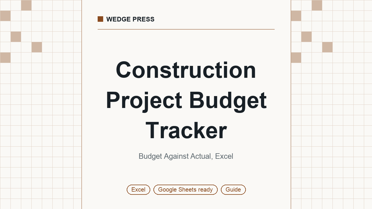 Cover of Construction Project Budget Tracker, Budget Against Actual, Excel