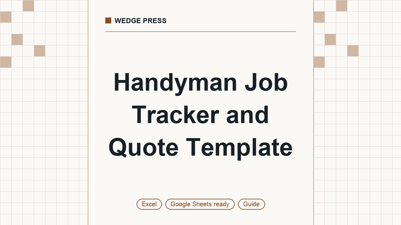 Cover of Handyman Job Tracker and Quote Template, Excel and Google Sheets