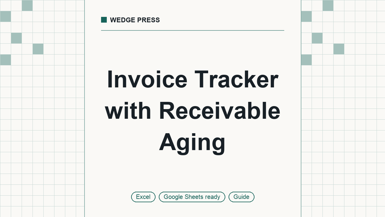 Cover of Invoice Tracker with Receivable Aging, Google Sheets and Excel