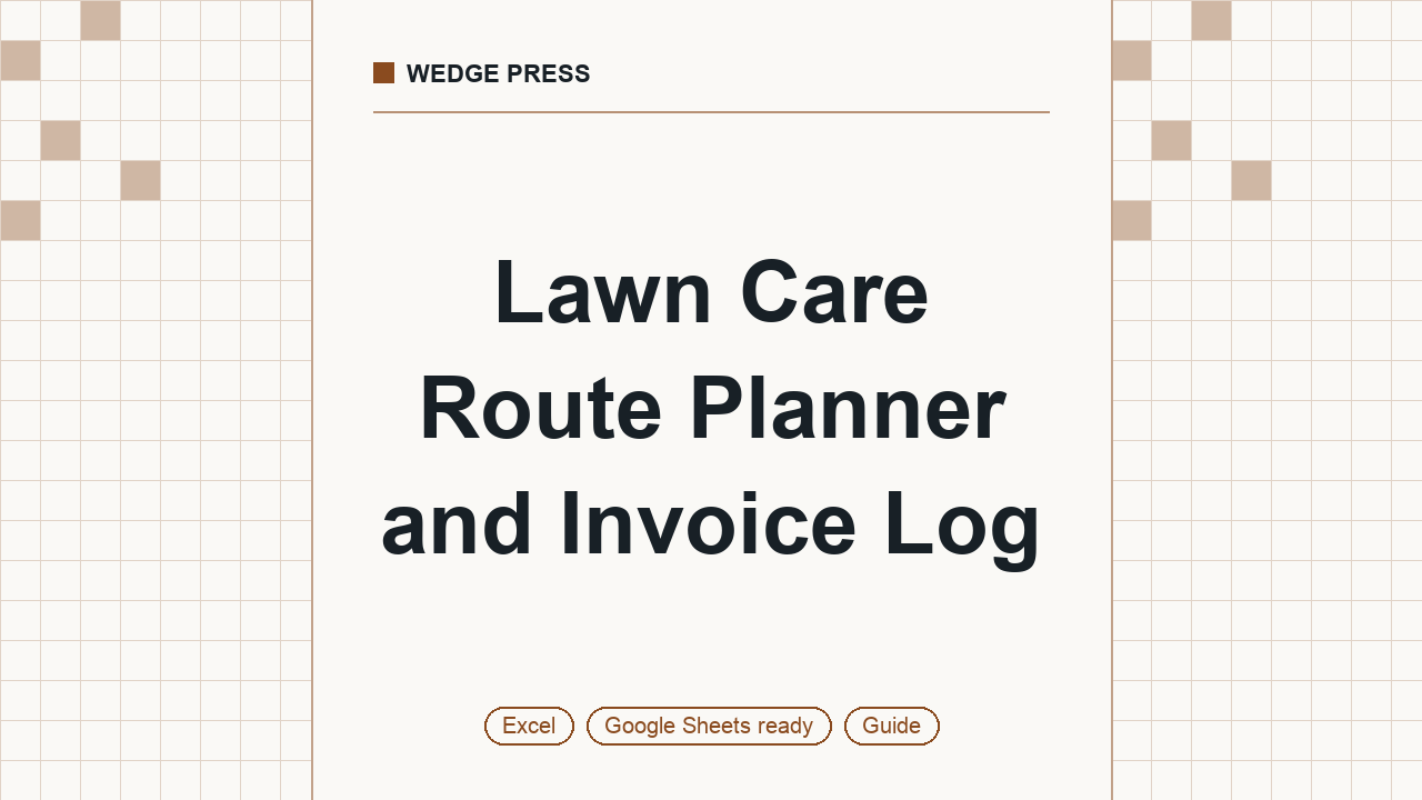 Cover of Lawn Care Route Planner and Invoice Log, Excel and Google Sheets