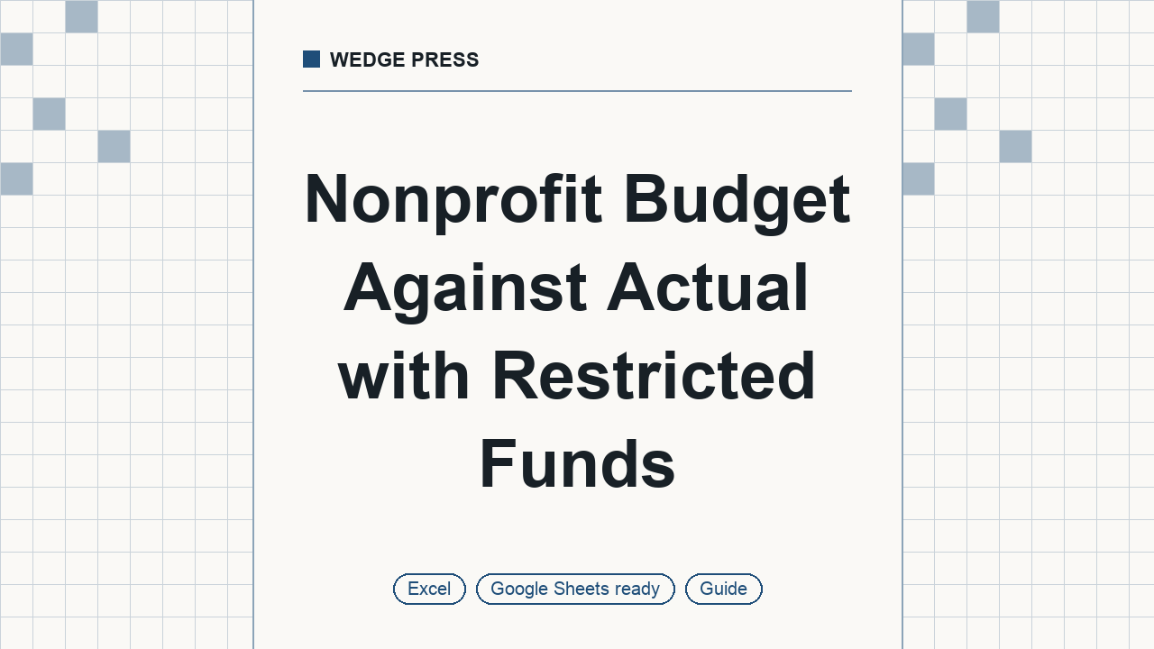 Cover of Nonprofit Budget Against Actual with Restricted Funds, Excel