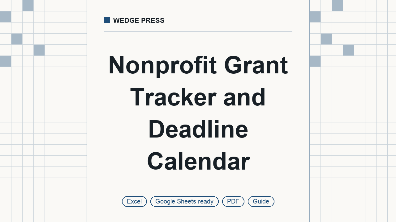 Cover of Nonprofit Grant Tracker and Deadline Calendar, Excel and Google Sheets