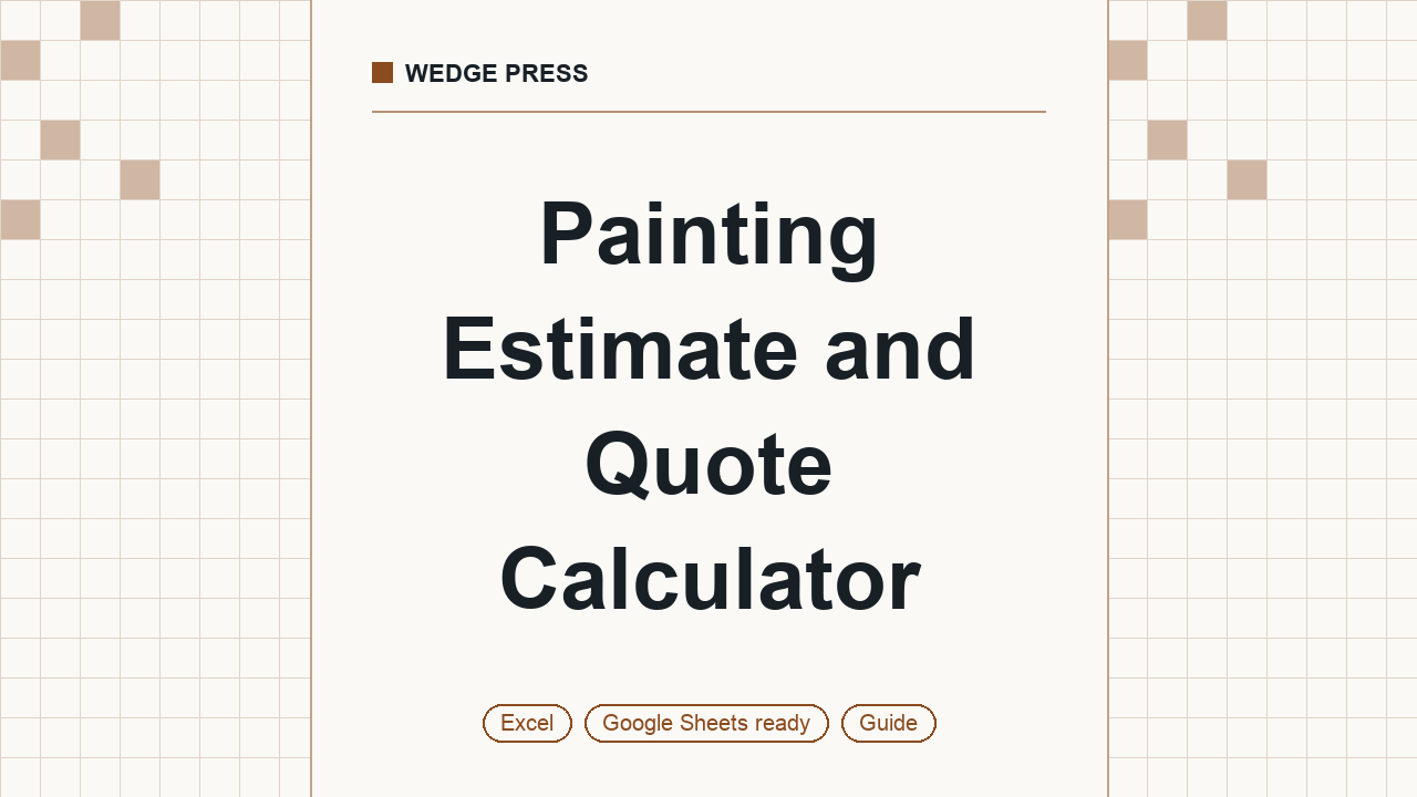 Cover of Painting Estimate and Quote Calculator, Excel and Google Sheets