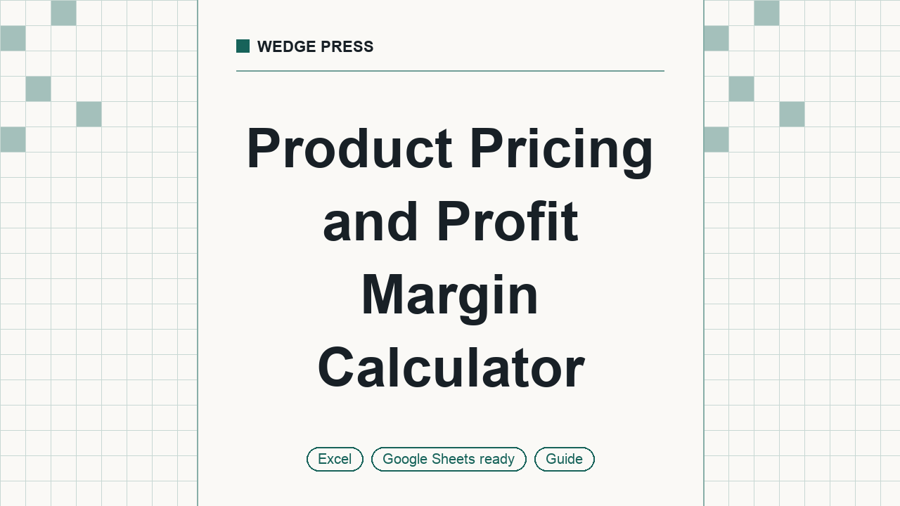 Cover of Product Pricing and Profit Margin Calculator, Google Sheets and Excel