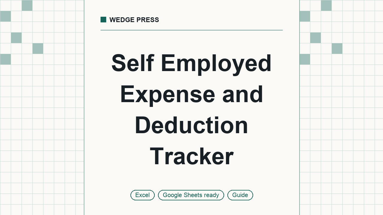 Cover of Self Employed Expense and Deduction Tracker, Google Sheets and Excel
