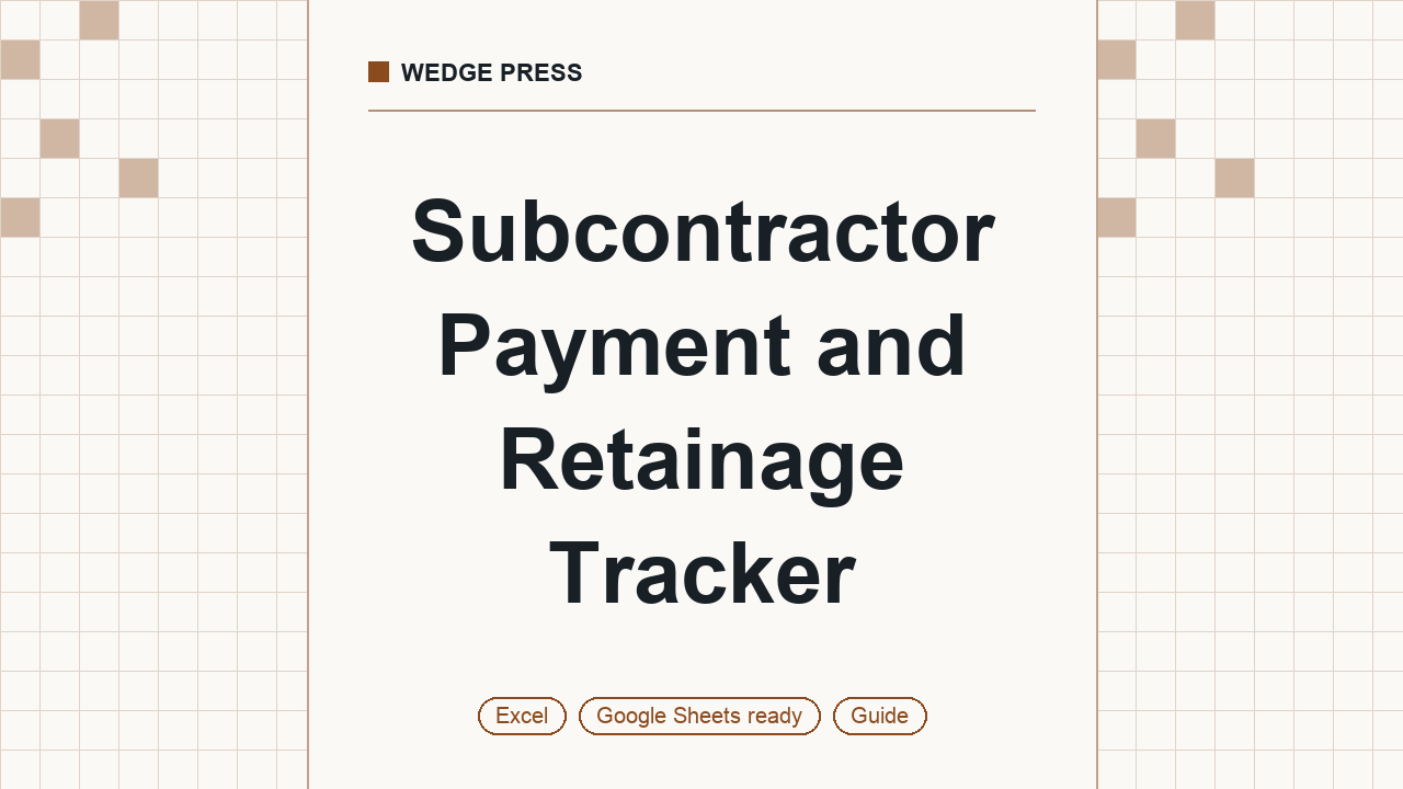 Cover of Subcontractor Payment and Retainage Tracker, Excel