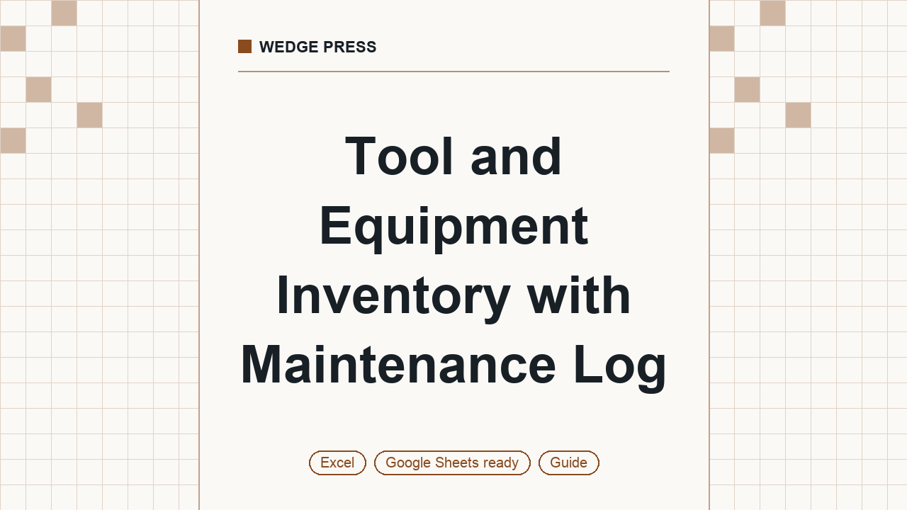 Cover of Tool and Equipment Inventory with Maintenance Log, Excel