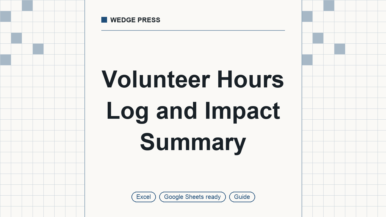 Cover of Volunteer Hours Log and Impact Summary, Google Sheets and Excel